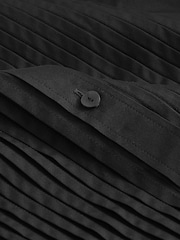Black 100% Cotton Premium Pleated Long Sleeve Shirt - Image 2 of 2