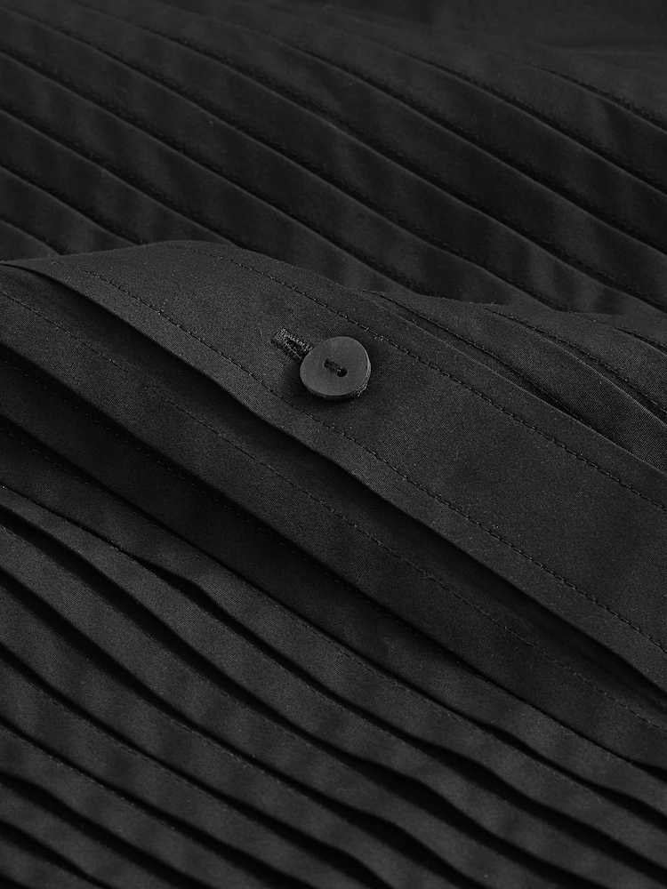 Black 100% Cotton Premium Pleated Long Sleeve Shirt - Image 2 of 2