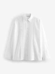 White 100% Cotton Premium Pleated Long Sleeve Shirt - Image 6 of 7