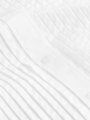 White 100% Cotton Premium Pleated Long Sleeve Shirt - Image 7 of 7