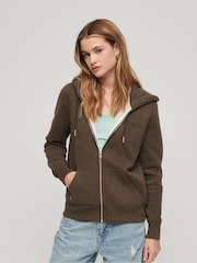 Superdry Tan Brown Essential Logo Zip Hoodie - Image 4 of 6