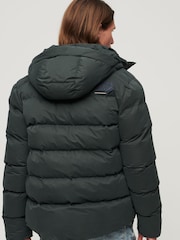 Superdry Green Hooded Microfibre Sports Puffer Jacket - Image 3 of 6