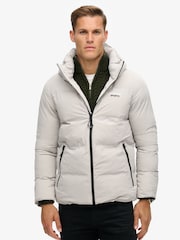 Superdry Grey Hooded Water-Repellent Boxy Puffer Jacket - Image 1 of 7