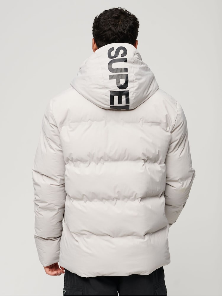 Superdry Grey Hooded Water-Repellent Boxy Puffer Jacket - Image 2 of 7