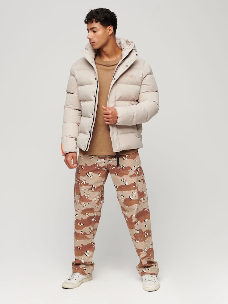 Superdry Nude Hooded Microfibre Sports Puffer Jacket - Image 2 of 6