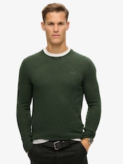 Superdry Green Textured Crew Knit 100% Cotton Jumper - Image 1 of 6