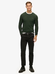 Superdry Green Textured Crew Knit 100% Cotton Jumper - Image 2 of 6