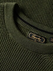 Superdry Green Textured Crew Knit 100% Cotton Jumper - Image 6 of 6