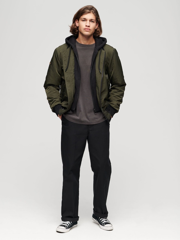 Superdry Green Military Hooded MA1 Bomber Jacket - Image 10 of 10