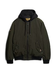 Superdry Green Military Hooded MA1 Bomber Jacket - Image 5 of 7