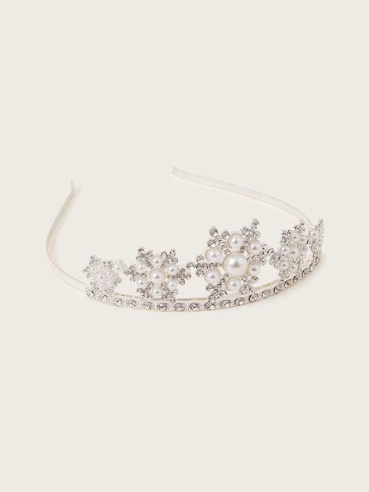 Monsoon Silver Tone Pearl Snowflake Tiara - Image 1 of 2 Monsoon Silver Tone Pearl Snowflake Tiara - Image 1 of 2