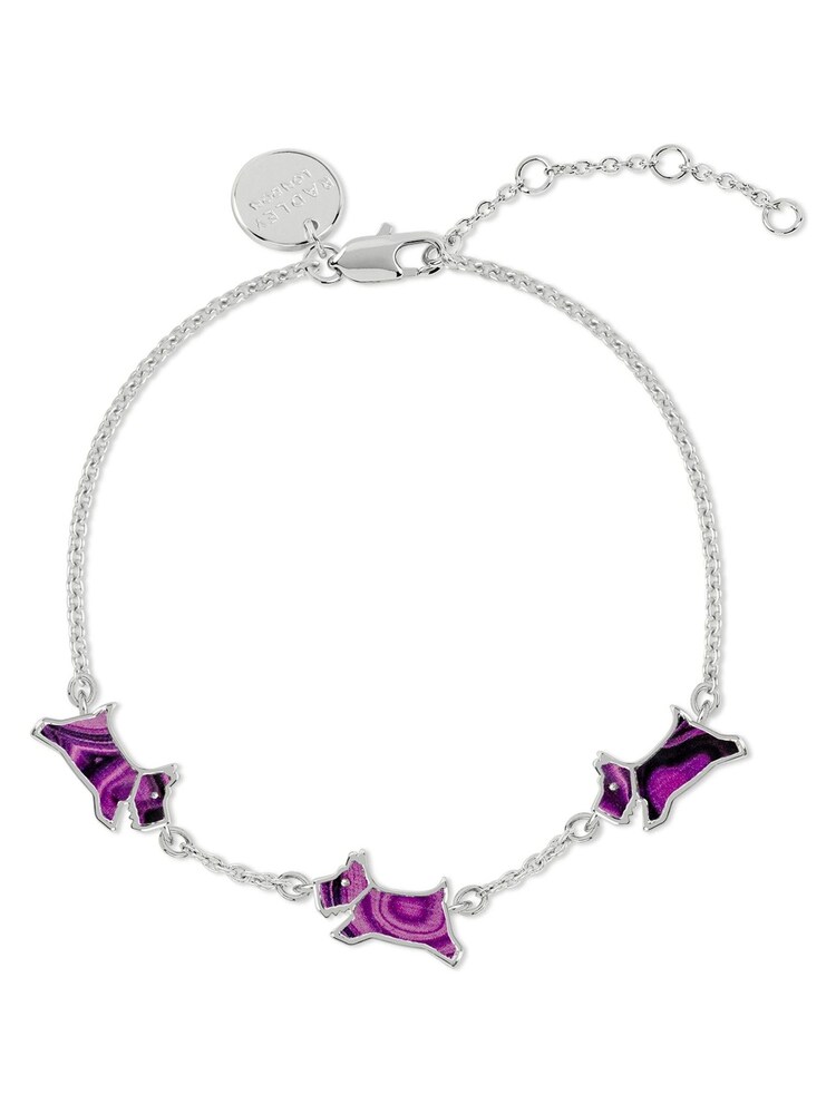 Radley Ladies Dukes Place Silver Plated Purple Malachite Coloured Resin Jumping Dog Bracelet RYJ3323S - Image 1 of 5