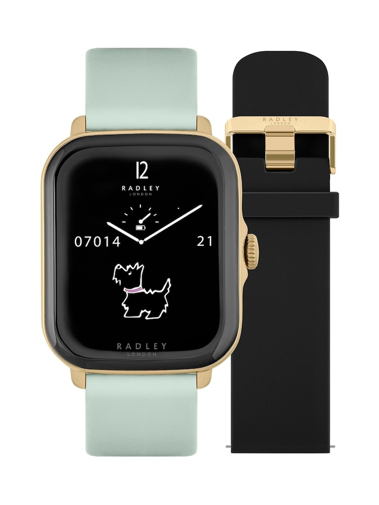 Radley Series Green 20 Smart Calling Watch with interchangeable Black Silicone and Eucalyptus Leather Straps RYS20-2126-SET - Image 1 of 4
