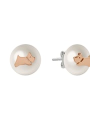 Radley Ladies Gold Plated Pearl Road 18ct Rose Jumping Dog Earrings RYJ1384S - Image 1 of 3