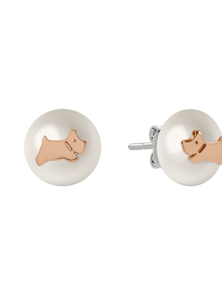 Radley Ladies Gold Plated Pearl Road 18ct Rose Jumping Dog Earrings RYJ1384S - Image 1 of 3 Radley Ladies Gold Plated Pearl Road 18ct Rose Jumping Dog Earrings RYJ1384S - Image 1 of 3