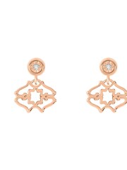 Radley Ladies Gold Plated Diamond Street 18ct Rose Sterling Silver Heirloom With Diamond Centre Stud Earrings RYJ1366 - Image 1 of 2