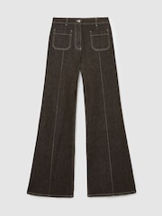 Reiss Brown Sakura Patch-Pocket Flared Jeans - Image 2 of 8