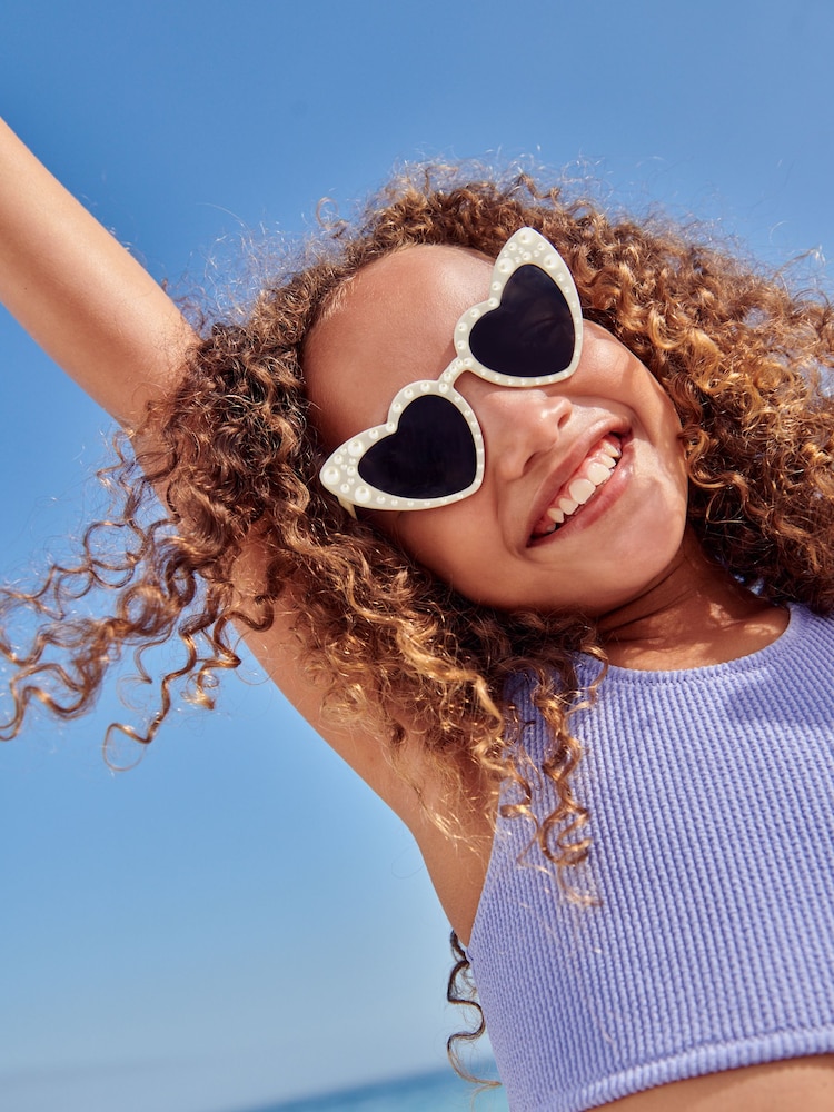 White Kids Beaded Sunglasses - Image 1 of 5