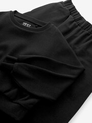 Black Rib Cuffed Top & Wide Leg Joggers Set (2-16yrs) - Image 7 of 7