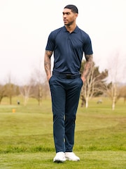 Navy Blue Active Textured Golf Polo Shirt - Image 2 of 10