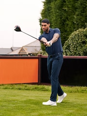 Navy Blue Active Textured Golf Polo Shirt - Image 3 of 10