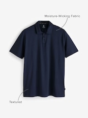 Navy Blue Active Textured Golf Polo Shirt - Image 4 of 10