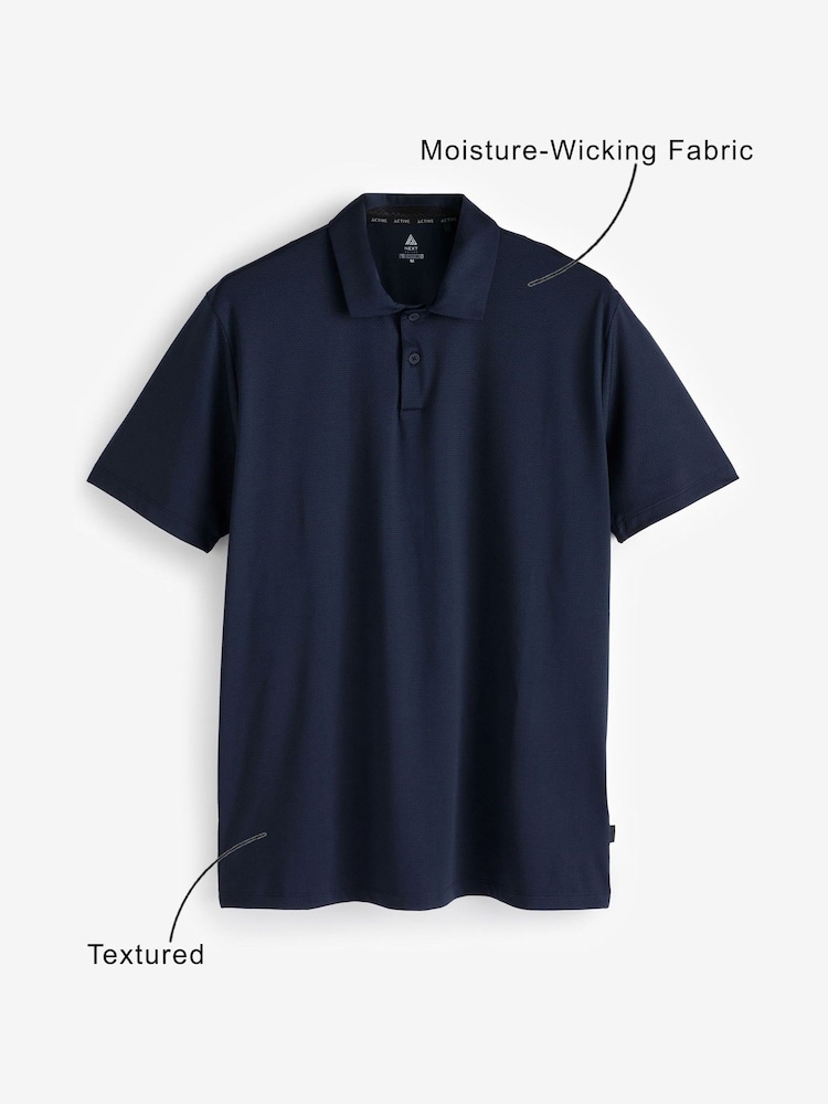 أزرق داكن أزرق - قميص بولو Golf بارز الملمس Active - Image 4 of 10
