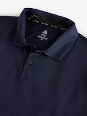 Navy Blue Active Textured Golf Polo Shirt - Image 9 of 10