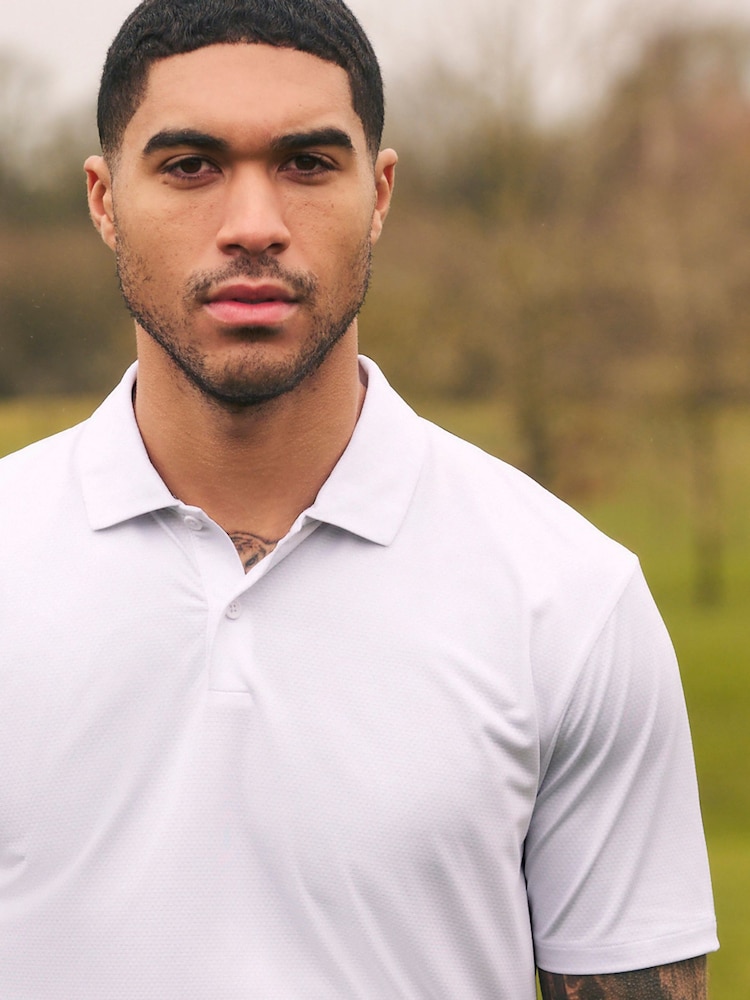 White Textured Golf Polo Shirt - Image 1 of 8