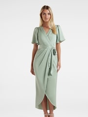 Forever New Green Carolina Satin Midi Dress - Image 1 of 4