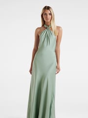 Forever New Sage Green Yvette Knot Tie Neck Gown - Image 1 of 4