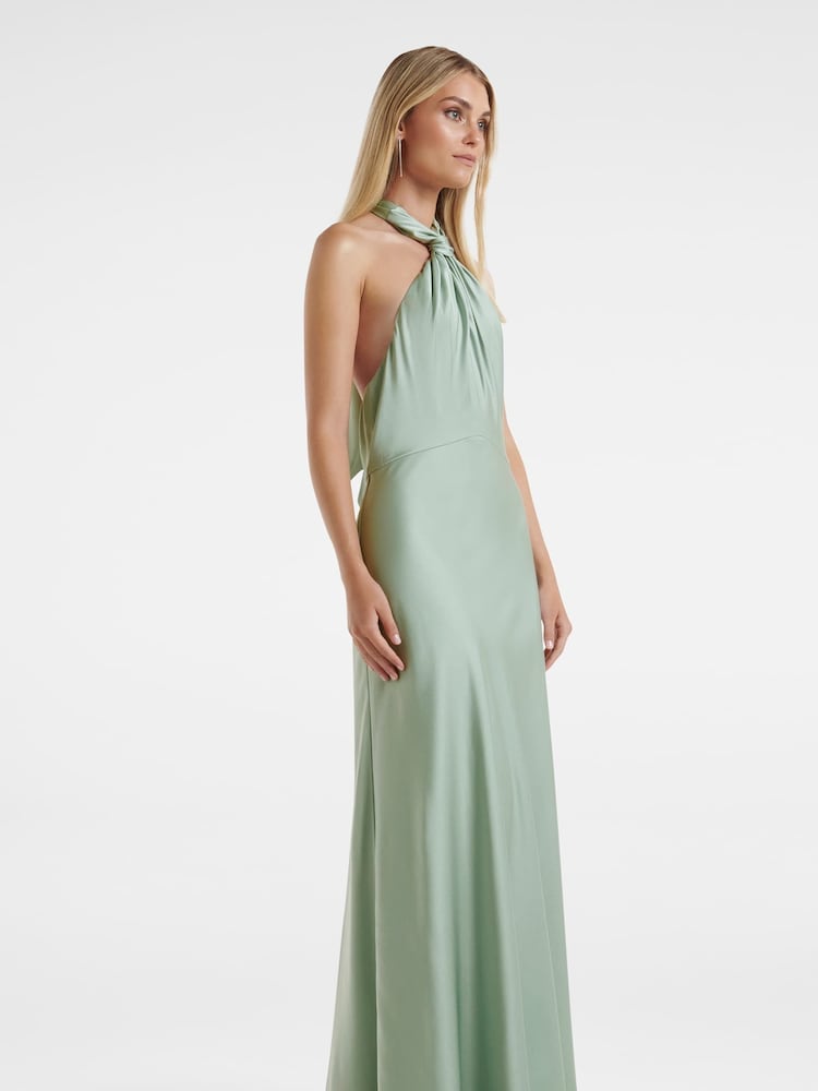 Forever New Sage Green Yvette Knot Tie Neck Gown - Image 2 of 4