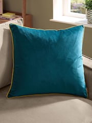 Furn Teal Blue Meridian Velvet 45cm X 45cm Cushion Cover - Image 1 of 5