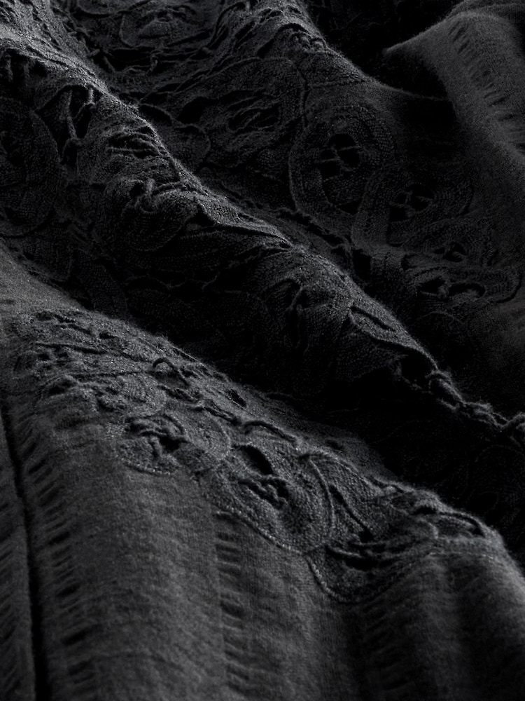 Black Long Sleeve Crochet Insert Shirt - Image 7 of 7