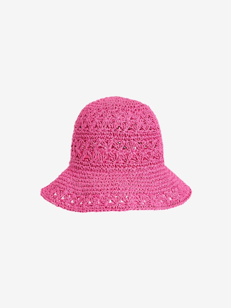 Pink Crochet Bucket Hat - Image 5 of 5 Pink Crochet Bucket Hat - Image 5 of 5