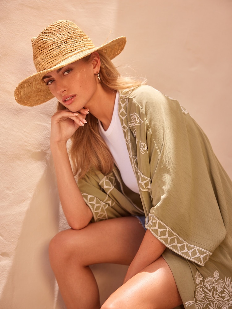 Neutral Wide Brim Panama Hat - Image 1 of 5 Neutral Wide Brim Panama Hat - Image 1 of 5