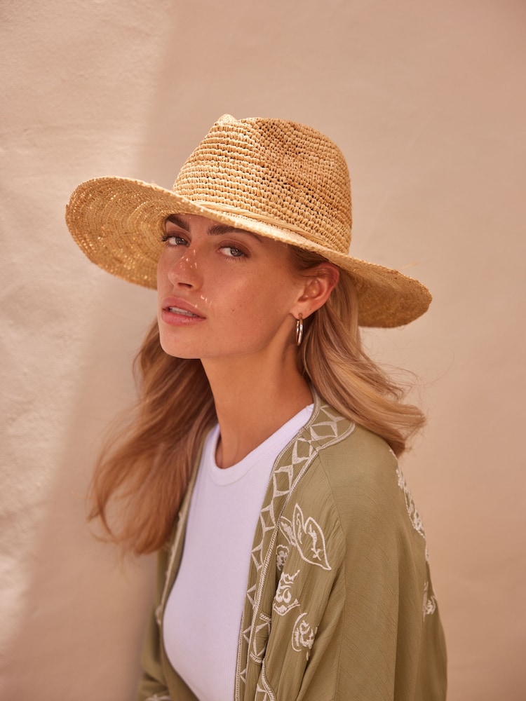 Neutral Wide Brim Panama Hat - Image 2 of 5 Neutral Wide Brim Panama Hat - Image 2 of 5