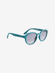 Petrol Blue Round Frame Sunglasses - Image 1 of 3