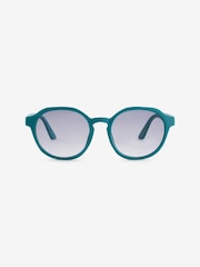 Petrol Blue Round Frame Sunglasses - Image 2 of 3