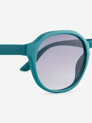 Petrol Blue Round Frame Sunglasses - Image 3 of 3
