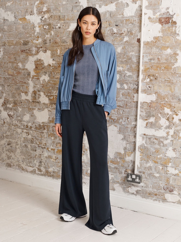 Blue Tencel Bomber Jacket - Image 2 of 6 Blue Tencel Bomber Jacket - Image 2 of 6