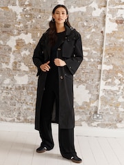 Black Waterproof Trench Longline Coat - Image 1 of 9