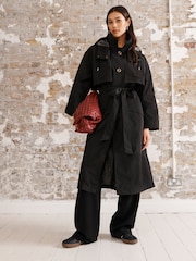 Black Waterproof Trench Longline Coat - Image 2 of 9