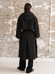 Black Waterproof Trench Longline Coat - Image 4 of 9