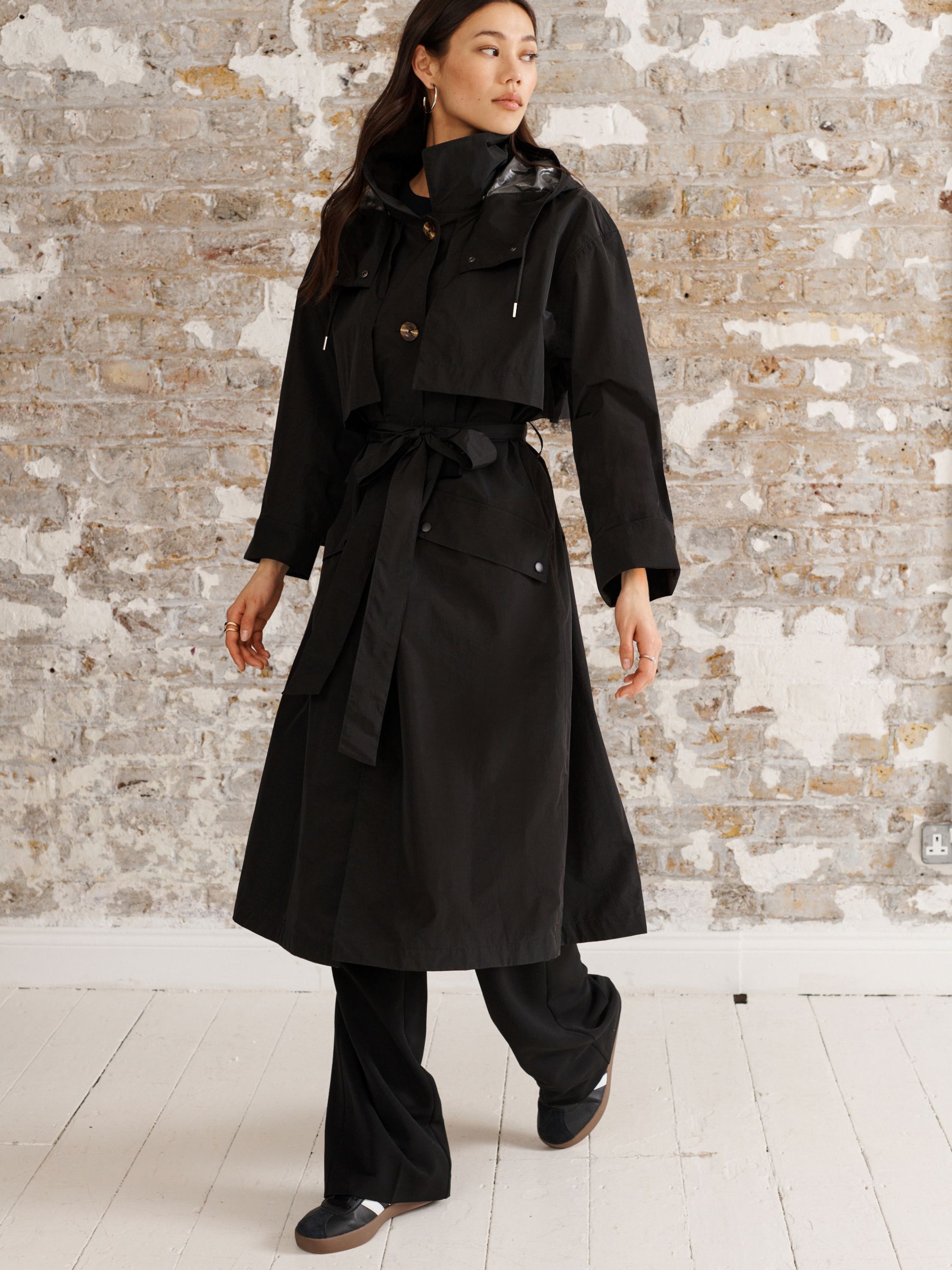 Black Waterproof Trench Longline Coat