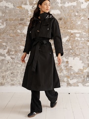 Black Waterproof Trench Longline Coat - Image 5 of 9
