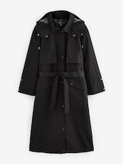 Black Waterproof Trench Longline Coat - Image 7 of 9