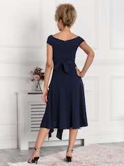 Jolie Moi Navy Blue Desiree Frill Fit & Flare Dress - Image 2 of 5