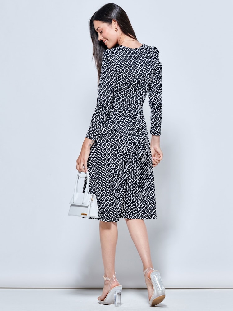 Jolie Moi Black Long Sleeve Jersey Midi Dress - Image 2 of 5 Jolie Moi Black Long Sleeve Jersey Midi Dress - Image 2 of 5
