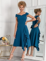 Petrolblau - Jolie Moi Desiree Ausgestelltes, gerüschtes Kleid - Bild 1 von 5
